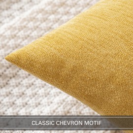 MIULEE Pack of 2 Mustard Yellow Decorative Pillow Covers 12x20 Inch Soft Chenille Couch Spring Throw Pillows Farmhouse Cushion Covers for Home Decor Sofa Bedroom Living Room