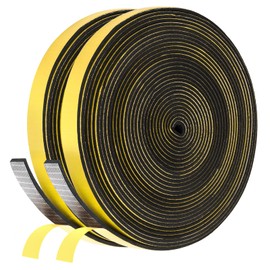 Egofix Weather Stripping Door Seal Strip,Black Weatherproof Foam Tape Insulation for Sliding Door, Front Door Frame, Windows (1/2 in x 1/8 in x 65.6Ft)