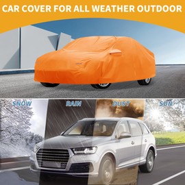 Partuto Car Cover Waterproof All Weather Automotive Outdoor Anti-UV Full Exterior Cover for Genesis GV60 Aluminum Film Orange with Left Side Zipper