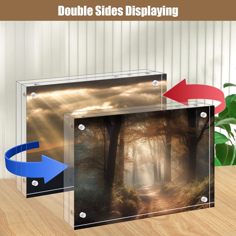 Egofine 5x7 Acrylic Frames 4 Pack, 20mm Thicker Frameless Clear