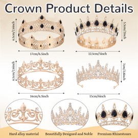 Saintrygo 16 Pcs Prom King Prom Queen 80s Prom Court Sash Prom Prince Princess Decor Crowns Tiara Party Favors Cosplay Grad (Exquisite Styles)