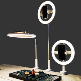 Selfie Ring Light with Stand Phone Holder, Overhead Phone Mount Fill Light, Phone Holder Circle Desktop Ring Light, Overhead Ring Light Kit for Video Recording,Drawing, Makeup Nail