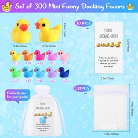 Unittype Set of 100 Employee Inspirational Gift Bulk Mini Resin Ducks with Organza Bags You're Ducking Great Cheer up Cards Tiny Pocket Ducks(Colorful, Colorful Style)