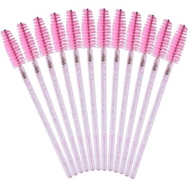 50 varitas de cristal desechables para pestañas y cejas, brocha para extensiones de pestañas de maquillaje (rosa)