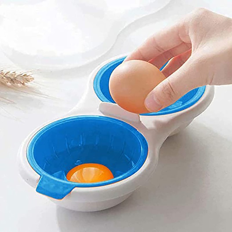WWLUCKY Draining Egg Boiler for Microwave, Perfect Double Egg Poacher,