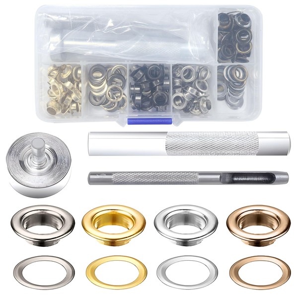 100 Pcs Eyelet Punch Kit with Punching Tools,Grommet Kit with