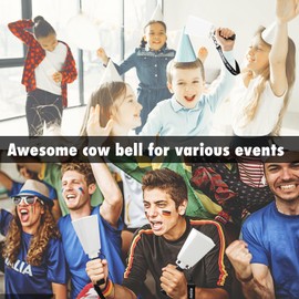 Ministrouetion Cow Bells with Wrist Strap - Cowbell with Handle 2pcs, Customizable Cowbells for Sporting Events, for Football Games,Party, Concert, Graduations, Farm Ranch (white)