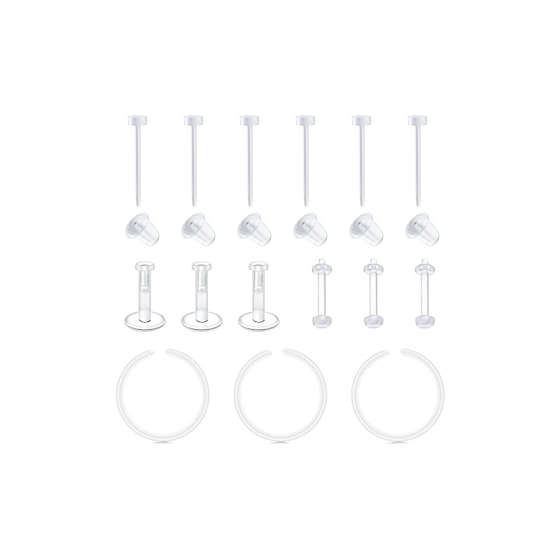 QWALIT Clear Cartilage Earrings - Plastic Hoop Earrings for Sports