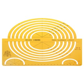 Kinmy Template Ruler Resin Oval Drafting Template Large Isometric Ruler Measuring Tool Student