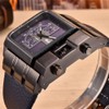 OULM Luxury Quartz Watch Men Square Dial Leather Band Watches