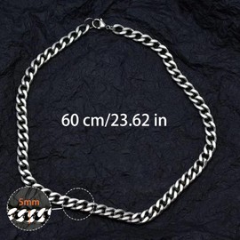 NECXON Men's Necklaces, 5 mm Chain 60 cm Length Silver Chain Mens Stainless Steel Necklace for Men Chain Gifts for Boy Husband Brother Boyfriends