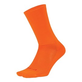 DEFEET | Aireator 6" - D-Logo Double Cuff Cycling Socks | For Biking, Running, & Everyday Adventures | Neon Orange | Large