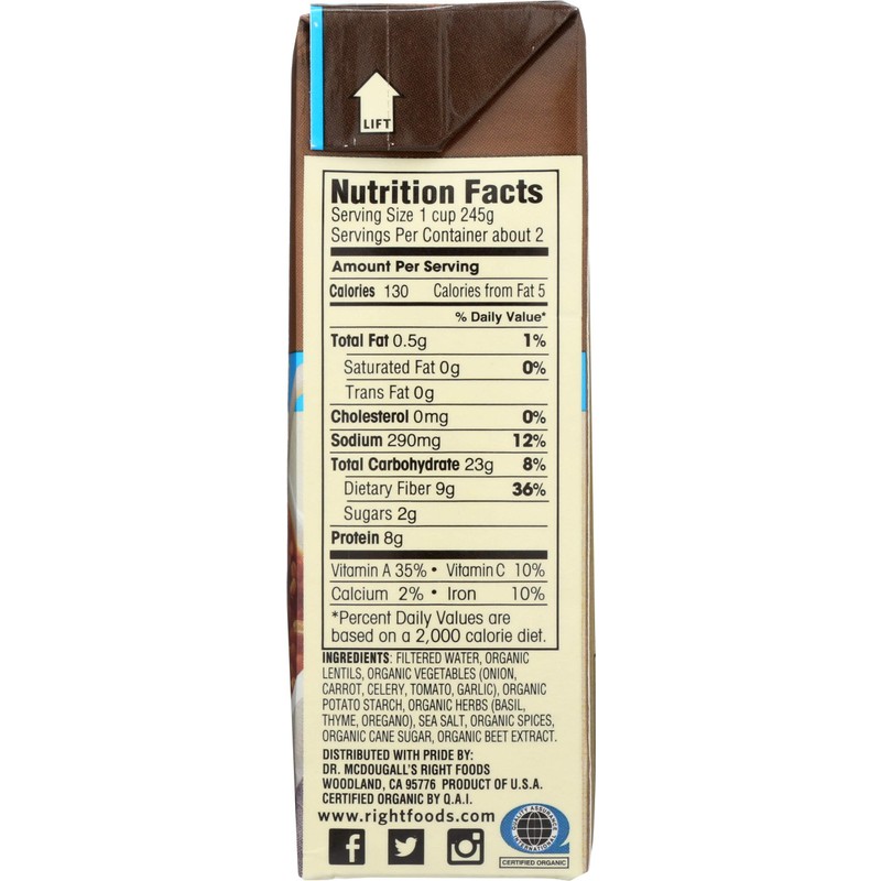 Dr Mcdougalls, Organic Low Sodium French Lentil Soup, 18 Ounce