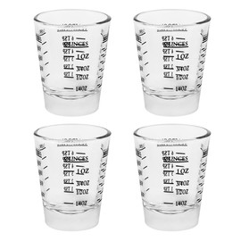 BTGLLAS Set of 4 Shot Glasses - Heavy Glass, Perfect for Measuring Espresso, Wine, and More 26-Incremental Measurement 1oz, 6 Tsp, 2 Tbs, 30ml (4, Black)