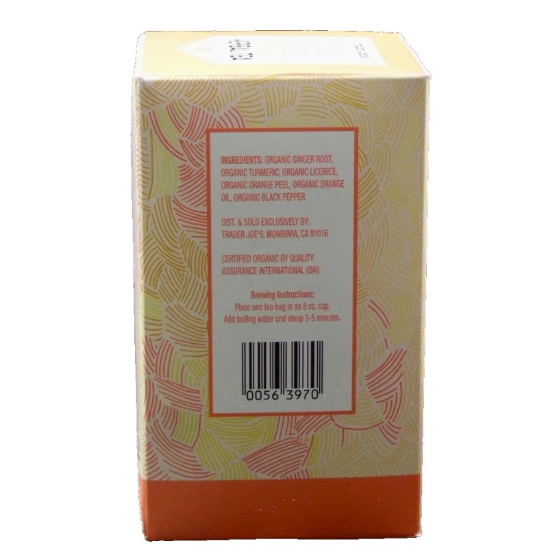 Trader Joe's ORGANIC GINGER TURMERIC HERBAL TEA Tumeric Caffeine Free