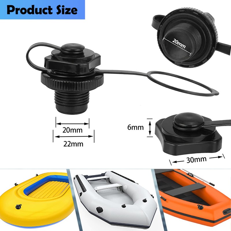 Inflatable Boat Air Valve,2PCS Inflatable Boat Spiral Air Plugs One-Way