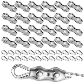 MIVIDE 24 Piece M3 Rope Clamp Set, Wire Rope Clamp M3 Rope Connector Duplex Clamp Stainless Steel 304 for Steel Cable, Wire, Rope (Pack of 48)