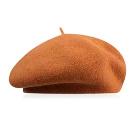 GIDWRIY French Classic Beret Women's Beret, Women's Wool, French Hat, Winter Hat, Beret Hat, Artist Hat, Pantomime, Berets for Spring, Autumn, Winter, orange, 58