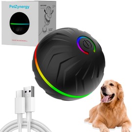 Interactive Dog Ball Toys, 2025 New Vibrating Dog Ball Moving Dog Ball with LED Flash Light, Interactive Pet Toy Automatic Rolling Ball, Smart Self-Moving Ball for Medium and Large Dogs (Black)