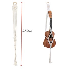 Liyquint Handcrafted Macrame Ukulele Wall Hanger - Stylish Guitar Holder for Wall Mount Decorative Ukulele Storage. (115CM)