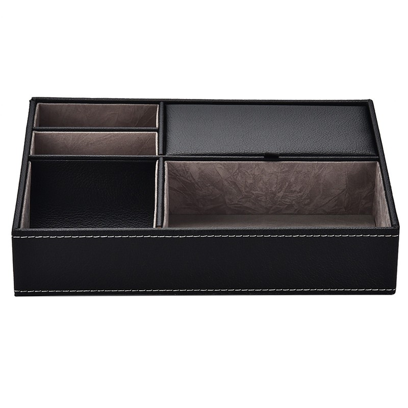 Multi functional PU Leather Desktop Stationery Business Office Supplies Storage