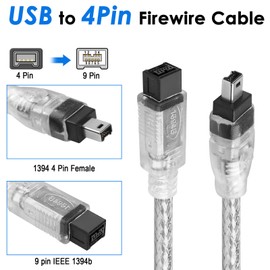 Herfair FireWire IEEE 1394B Cable,9 Pin to 4 Pin Male to Male Cord,Data Transfer Adapter,FireWire 400 DV iLink Converter for Laptop to Camcorder,DV Camera to Computer Cable 1m
