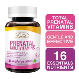 Lovita Prenatal Vitamins with Iron 27 mg, Folic Acid 800mcg & Calcium, Vegan Prenatal Vitamins for Women During and Post Preganacy, Non GMO, 180 Vegetarian Prenatal Pills (Pack of 3)