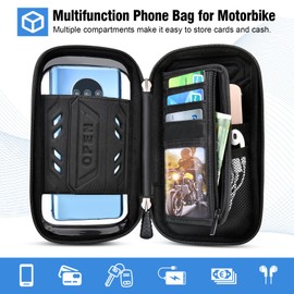 TEUEN Waterproof Motorcycle Phone Mount 360° Rotation Motorcycle Rearview Mirror Phone Holder Anti-Shake Large Capacity Motorcycle Cell Phone Holder with Sun Visor and TPU Touch Screen