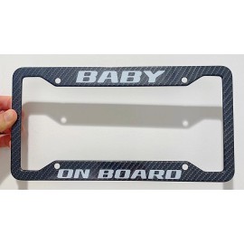Unbranded Baby On Board Metal Carbon Fiber Look License Plate Frame