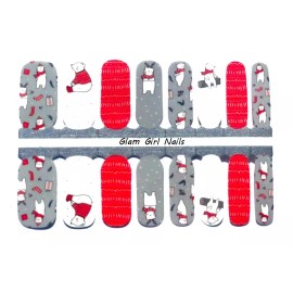 Glam Girl Nails Christmas Polar Bears Nail Polish Strips / Nail Wraps / Nail Stickers