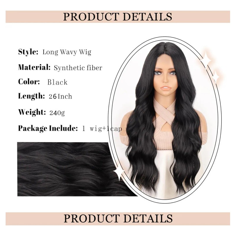 Peluca Larga Pelo Natural Ondulado Moda Para Mujer