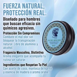 Desodorante Natural en Crema para Hombre con Aroma a Madera, 50g – Sin Aluminio y Apto para Piel Sensible