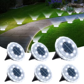 echosari Solar Ground Lights 6 Pack, Upgraded Solar Garden Lights Waterproof Long Lasting for Pathway Walkway Patio (Cool White)