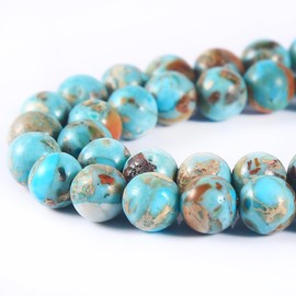 ALZLDYS - abalorio sueltas redondas y lisas de jaspe imperial pulidas con piedras preciosas naturales, 8 mm de aproximadamente 15 pulgadas, 1 hebra por bolsa para hacer pulseras y collares | Verde