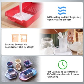 YOBTOP Resin Casting Powder 3000g with 5 Pigments - Fast Cure Eco Plaster Kit, Water Activated, 30 Min Demold for Beginners, Self-Leveling for DIY Crafts, Molds, Home Decor Gifts