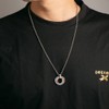 ANIEJUFI Stainless Steel 3 Interlocking Circles Pendant Necklace for Men