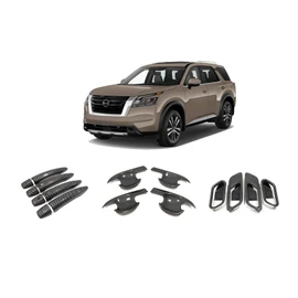 GZBFTDH Door Edge Guards Pull Handle Trim Cover Accesories for Nissan Pathfinder 2024 2023 2022, Car Auto Interior Exterior 5d Carbon Fiber Pattern Style Protector (Interior door bowl)