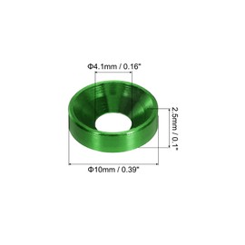 MECCANIXITY M4 Cone Cup Countersunk Washers,Hole Dia 4.1mm/0.16 Aluminum Gaskets Cup Head Washer Gasket for Screw RC/FPV/PC/Drone/Mechanical Accessories Model Parts,Pack of 20(Green)