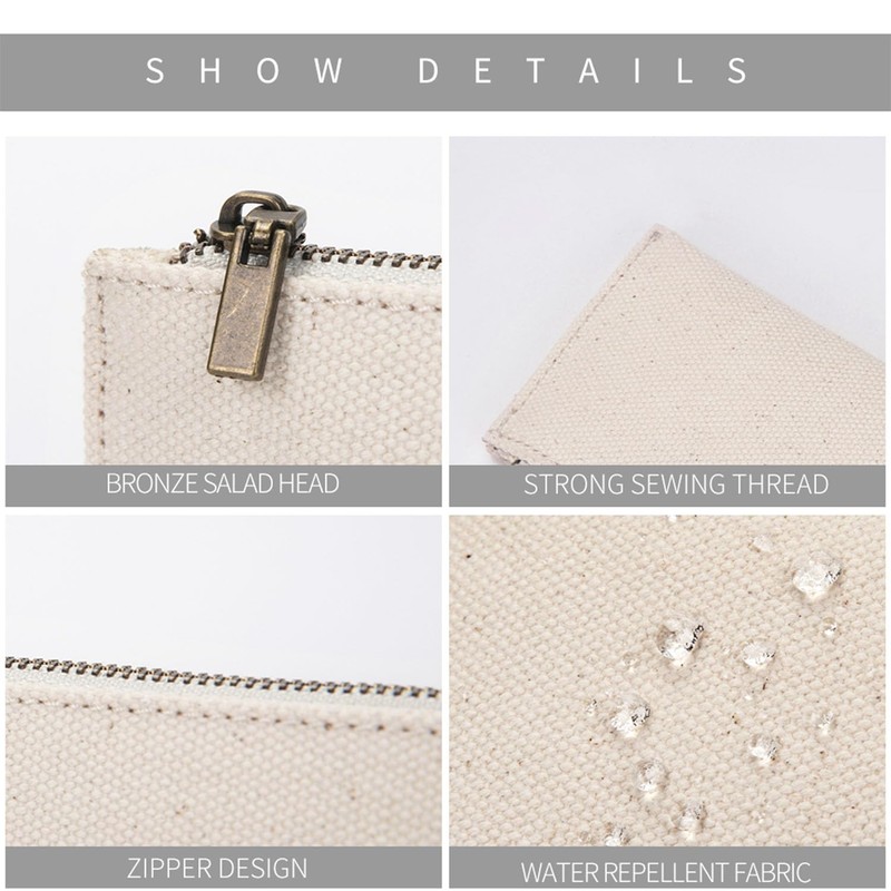 YONBEN Canvas Pencil Case Slim Pencil Pouch with Cotton Canvas