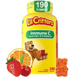 Lil Critters L'il Critters Kids Immune C Gummy Supplement with Vitamin C, Zinc and Vitamin D3 for Immune Support, 190 ct (95-190 day supply), 4 delici