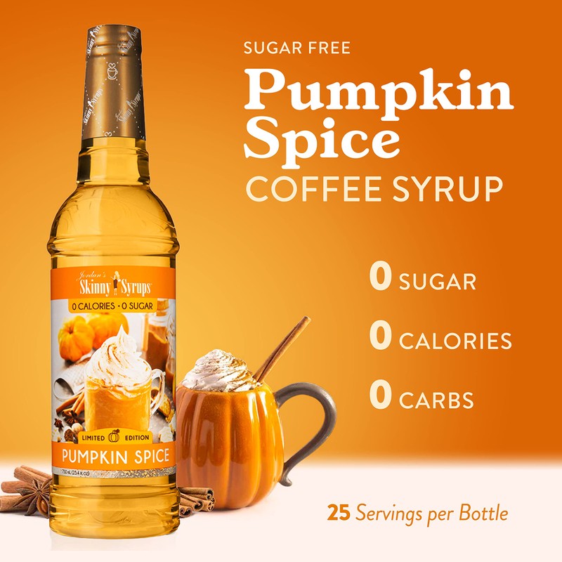 Jordan's Skinny Mixes Sugar Free Coffee Flavoring Syrup, Pumpkin Spice