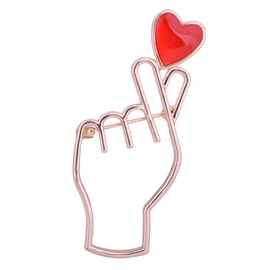 tanxuan Hand Gesture Heart Enamel Pin Metal Brooch Sign Language Lapel Pin Badge Heart Finger K-Pop Pin For Women Men Friends