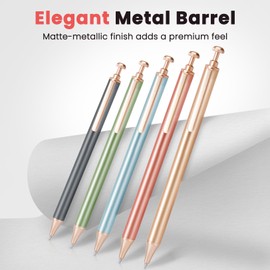 Sooez 5-Pack Gel Pens, 0.5mm Metal Pens, Black Ink Pens for Journaling Note Taking Smooth Writing, Quick Drying Retractable Pens, Cute Stationery Supplies for School Office Women, Assorted