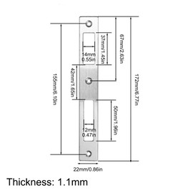 Duronge Strike Plate Stainless Steel Angle Locking Plate Door Hinge for Door Locks 1 Piece Inlet Locking Plate Room Door for Door Locks (172 mm x 22 mm x 1.1 mm)