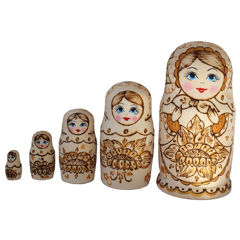 Semenowskaya Rospis Matryoshka Babuschka Matryoshka Wooden Figures Sunflower 5 Dolls