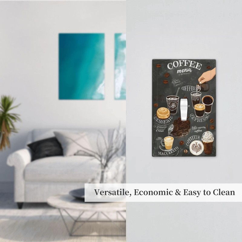 LuHuoLu Decorative Light Switch Cover Plate Retro Coffee Cup Bean