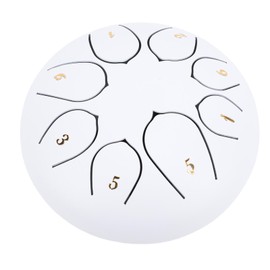 Luocute Steel Tongue Drum 6 Inch 8 Notes,Hand Drums with C Key Travel Bag Drumsticks Holder Finger Paddles and Music Book, Percussion for Musical Education Meditation Yoga (White)