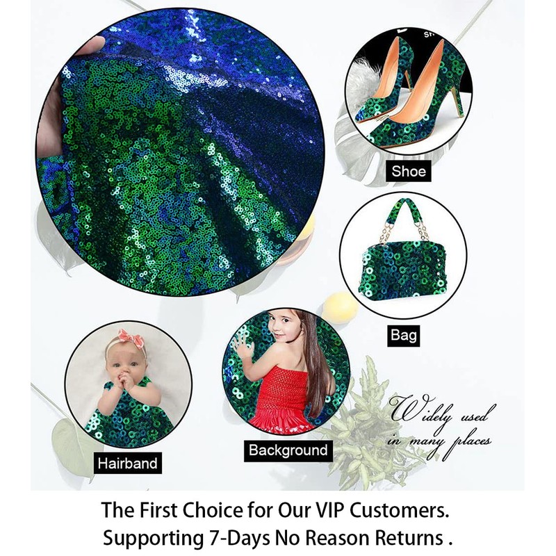 ShinyBeauty Ombre Peacock Mini Disk Sequin on Mesh Fabric Green