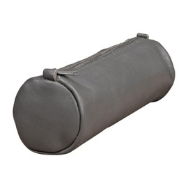 Clairefontaine Age Bag 77033C Pencil Case Leather 22 x 8 cm Round Large with Metal Clasp Grey