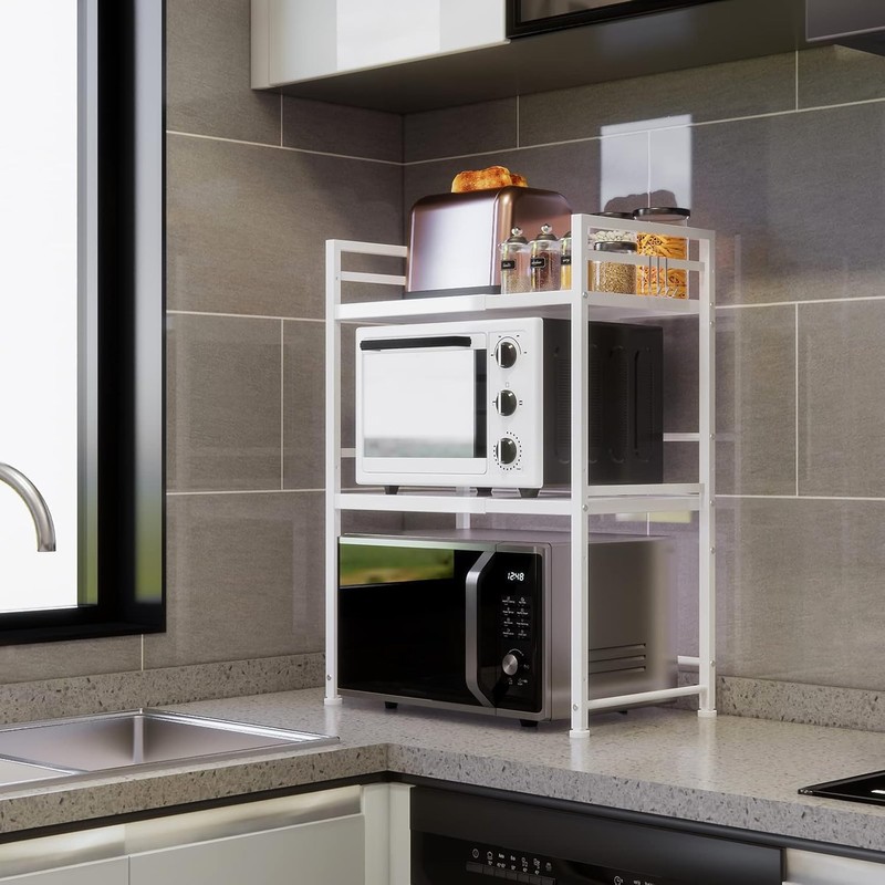 DOLALIKE Microwave Oven Rack, Expandable Microwave Stand Countertop Kitchen Utensils